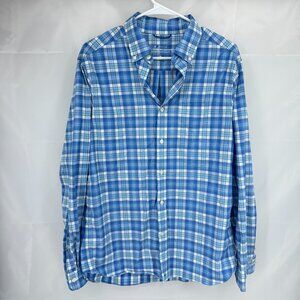 Vineyard Vines Men M OTG Performance Shirt Long Sleeve Button Down Blue Plaid